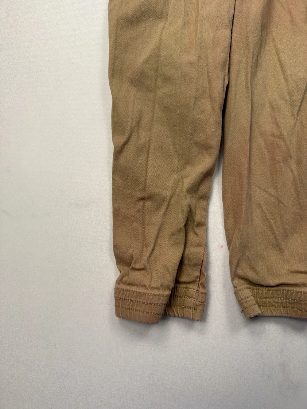 Plugg Tan Casual Cargo Pants Drawstring Waist Elastic Cuffs - Boys M